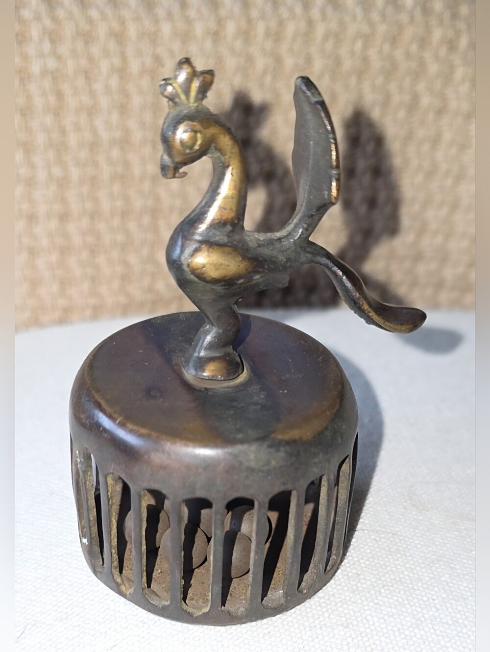 Vintage Indian Brass Peacock Foot Scrubber Vajri Antique Folk Art. Rare Find